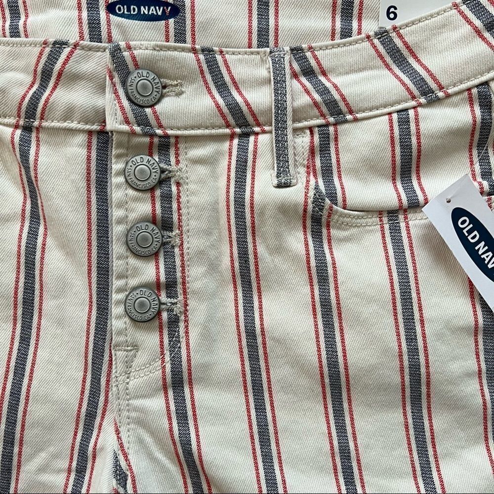 Old Navy Mid Rise Button-Fly Multi-Stripe Jean Shorts Size 6