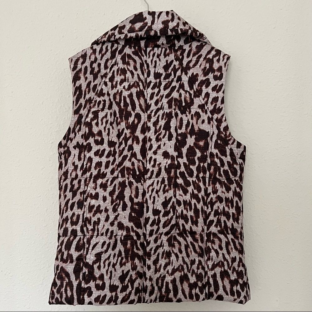 CAbi Juliet Leopard Animal Print Puffer Vest Size Small Mobwife