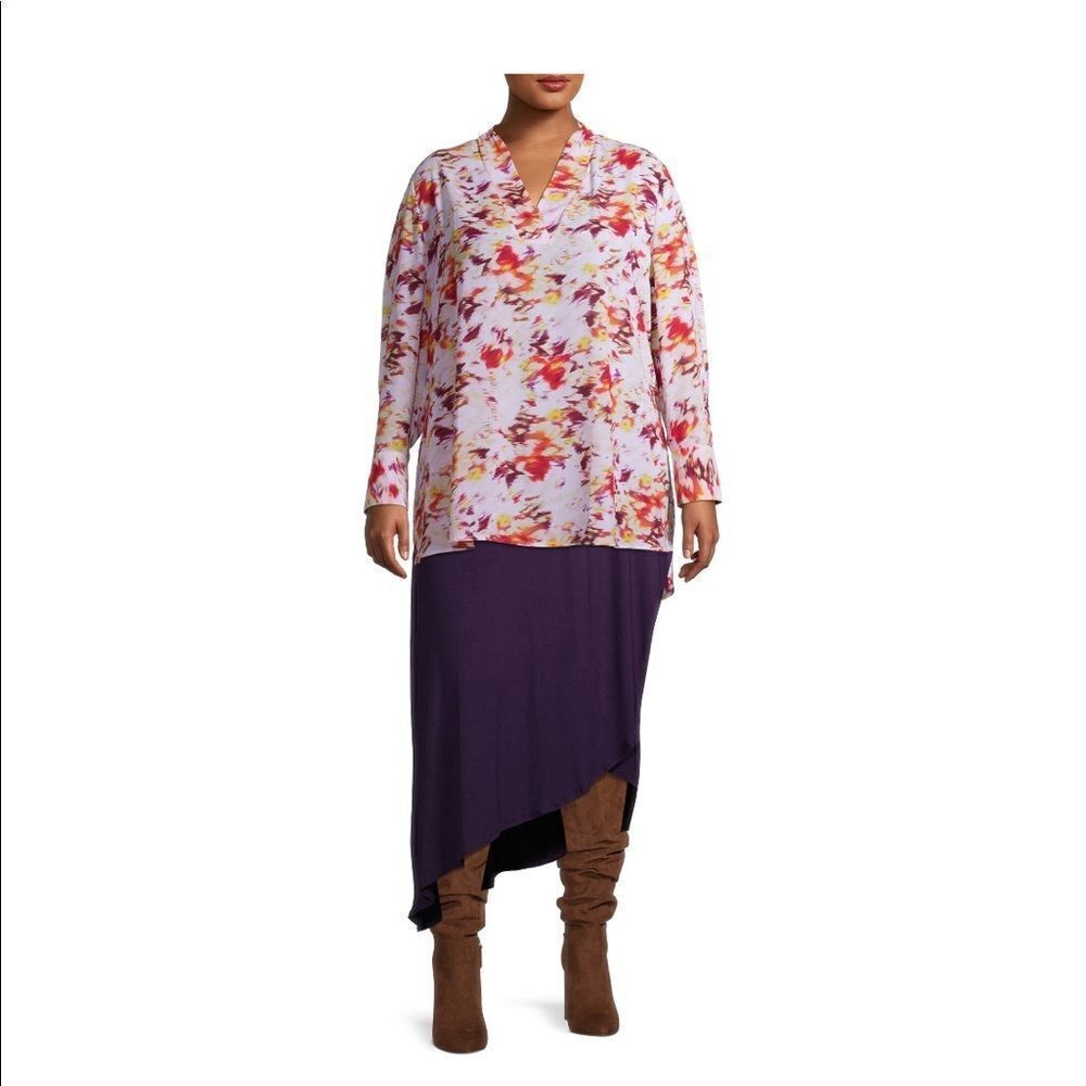 NWT Women’s Vowen V-neck Long Sleeve Tunic Top Size 1X