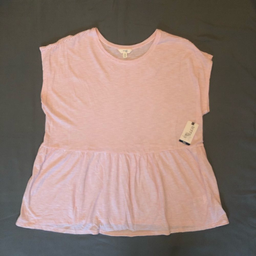 NWT Women’s Plus Size Striped Short Sleeve Peplum T-shirt