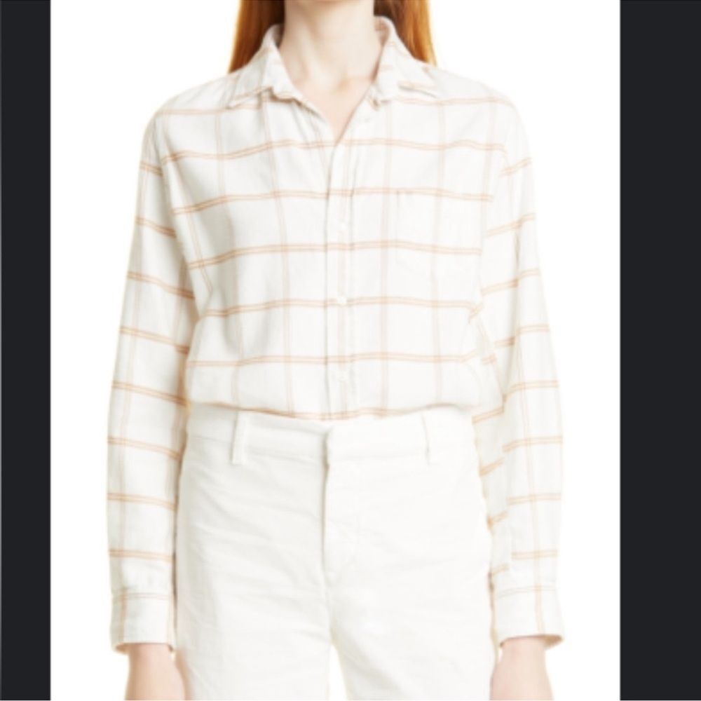 FRANK & EILEEN Barry Windowpane Flannel Button Down Shirt Size XS
