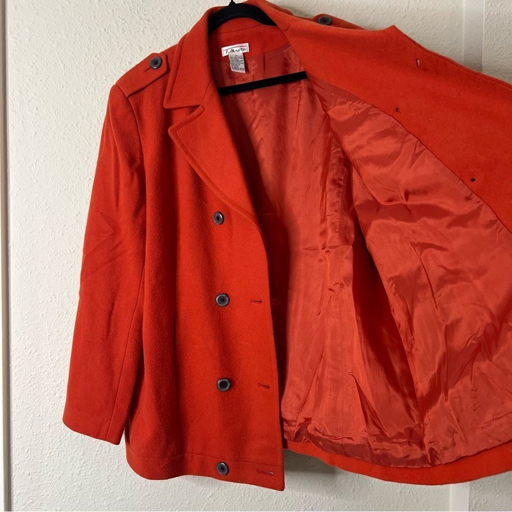 Talbots Wool Blend Pea Coat Jacket in Dark Orange Size 14