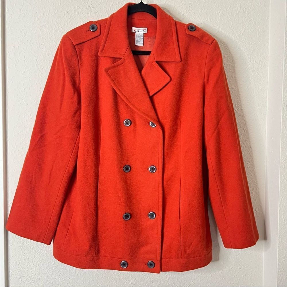 Talbots Wool Blend Pea Coat Jacket in Dark Orange Size 14