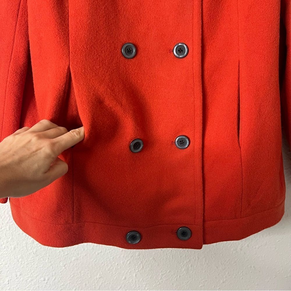 Talbots Wool Blend Pea Coat Jacket in Dark Orange Size 14
