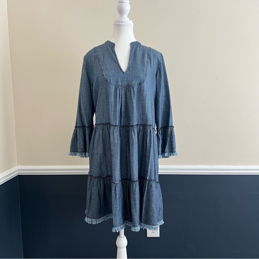 Trina Turk Womens Movie Colony Linen-Blend Dress, Blue