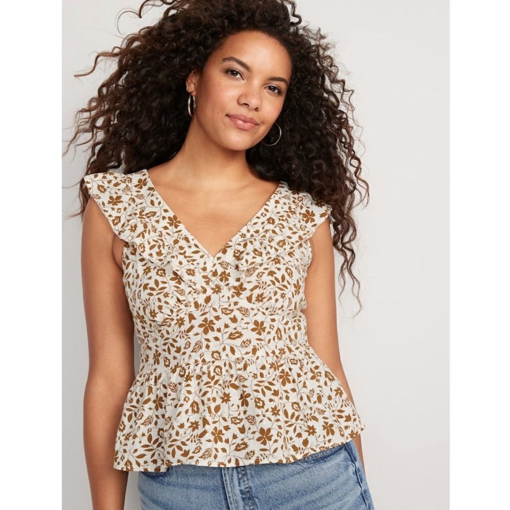 Women's Old Navy Flutter-Sleeve Floral V-Neck Tie-Back Top