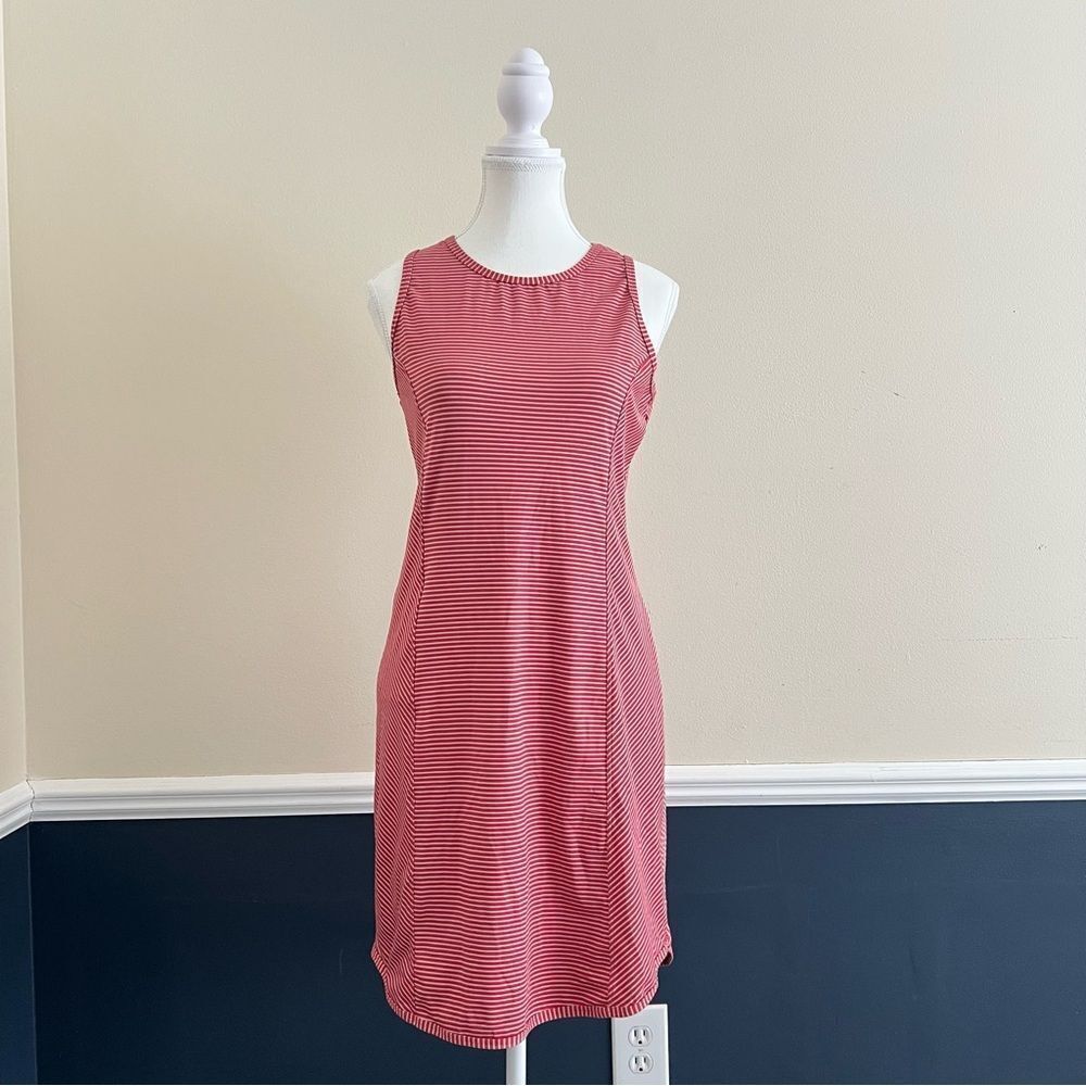 Title Nine Buttah Striped Racerback Athletic Dress Red Gray Small