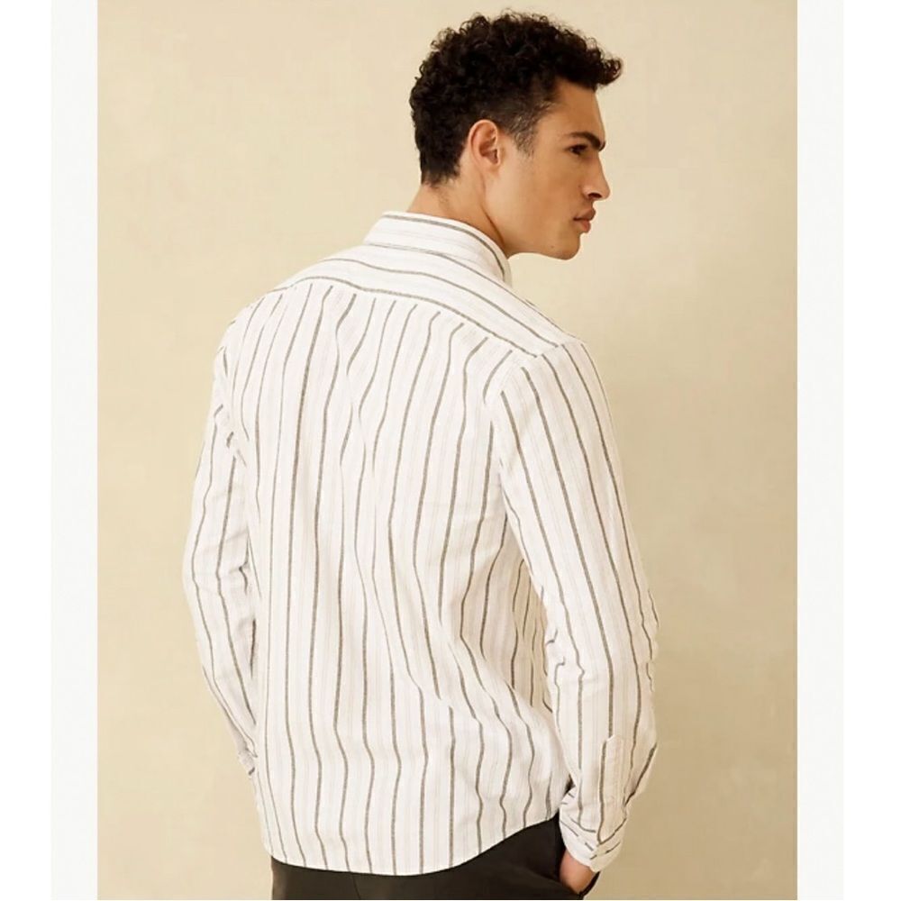 Banana Republic Men’s Linen Blend Striped Long Sleeve Button Down Shirt NEW Size