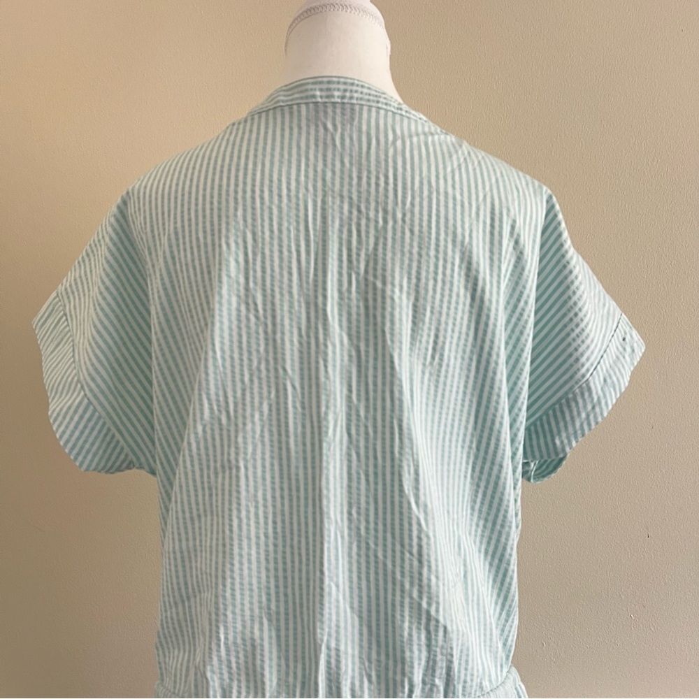Vineyard Vines Seersucker Striped Romper in Aqua Size Large Short Sleeve