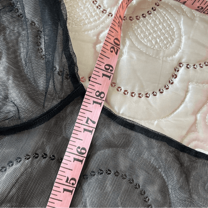 Embroidered Black Tulle Mesh Y2K Top Long Bell Sleeves 90s