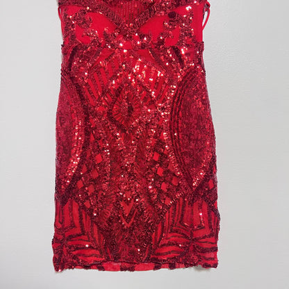 Lucy In The Sky Sequin Mini Dress in Valentine Red Size Small Open Back Party