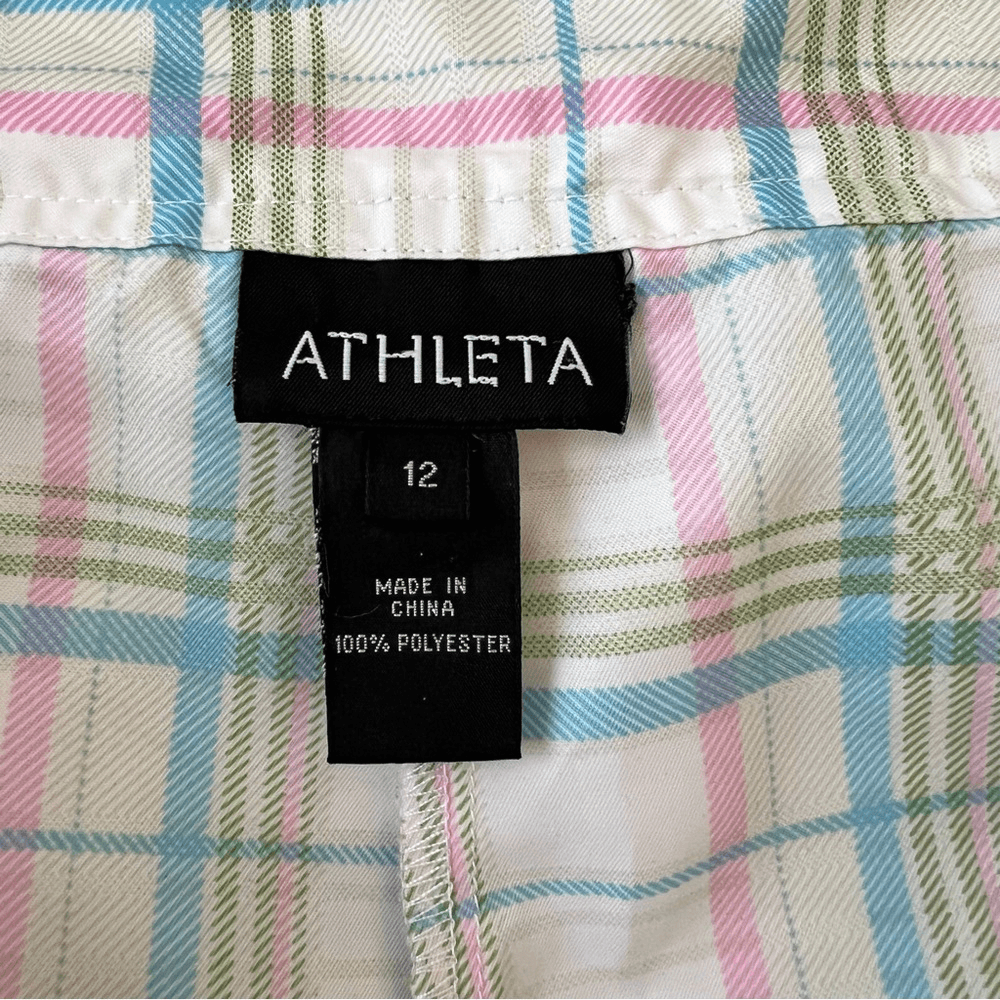 Athleta Pastel Plaid Pleated Golf Skirt Size 12
