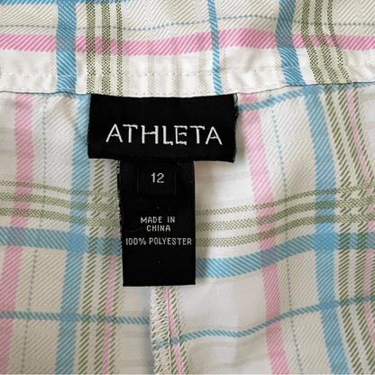 Athleta Pastel Plaid Pleated Golf Skirt Size 12