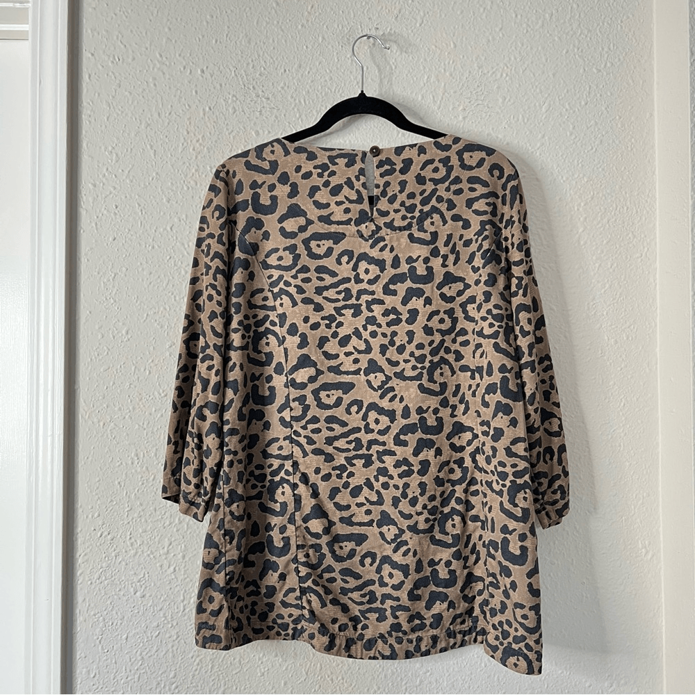 Soft Surroundings Leopard Print  Raelynn Lyocell Pullover Blouse Size Medium