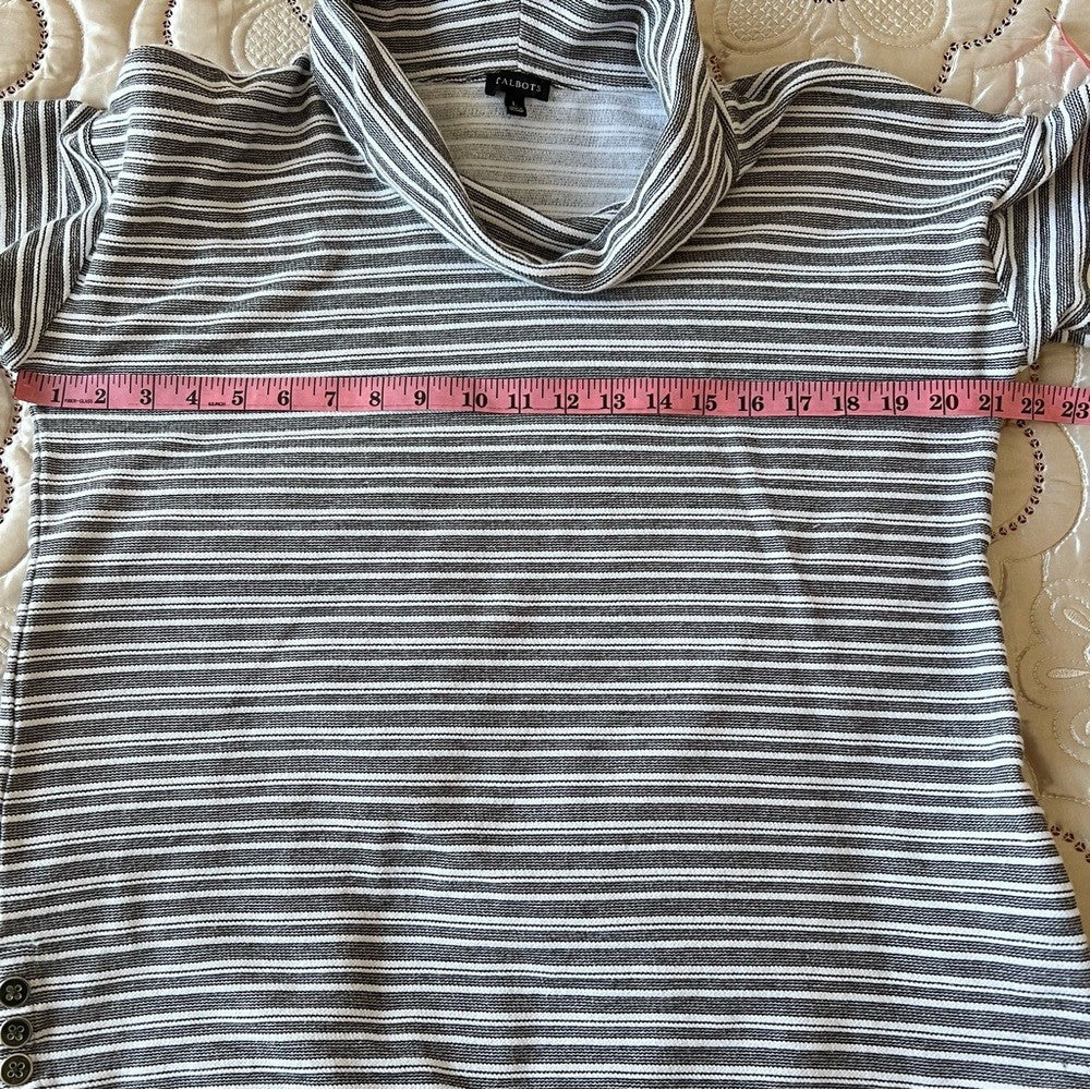 Talbots Womens Cowl Neck Striped Pullover Sweater Size Large