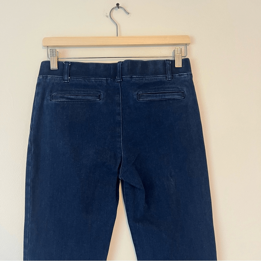 Betabrand Pull On Denim Stretch Straight Leg Yoga Jeans Dark Wash Size Medium