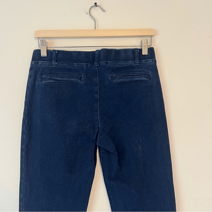 Betabrand Pull On Denim Stretch Straight Leg Yoga Jeans Dark Wash Size Medium
