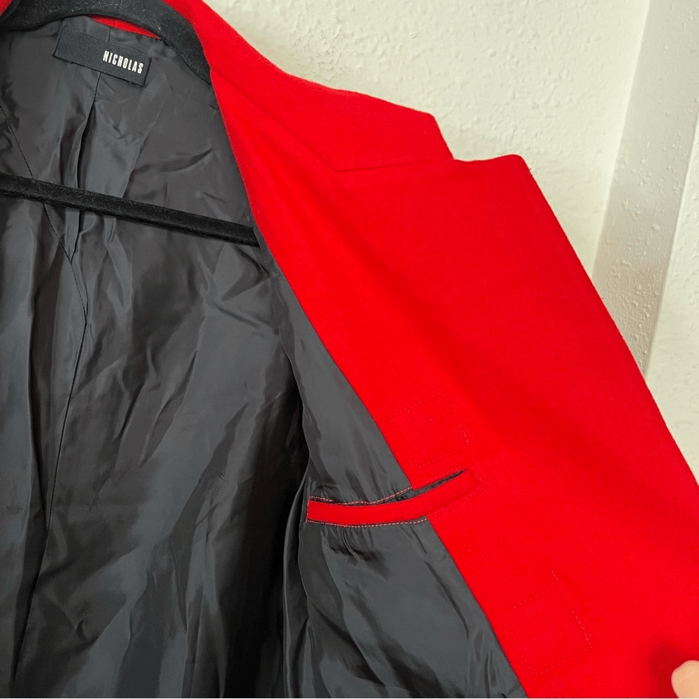 NICHOLAS Red Wool Cashmere Coat Size 6