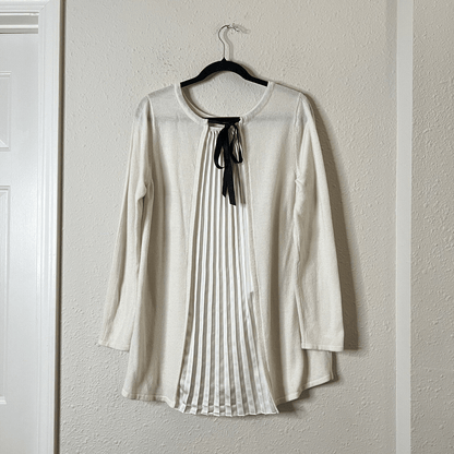 Soft Surroundings Pleated Back  Ecru Ivory Reserva Sweater Tunic Wool Medium