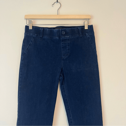 Betabrand Pull On Denim Stretch Straight Leg Yoga Jeans Dark Wash Size Medium