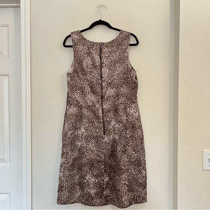 Ann Taylor LOFT Sleeveless Ruffle Printed Sheath Dress Size 14