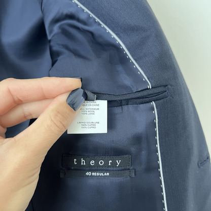 Theory Men's XYLO NP OSTRO Blazer Navy Blue 100% Wool 2 Button Classic 40R