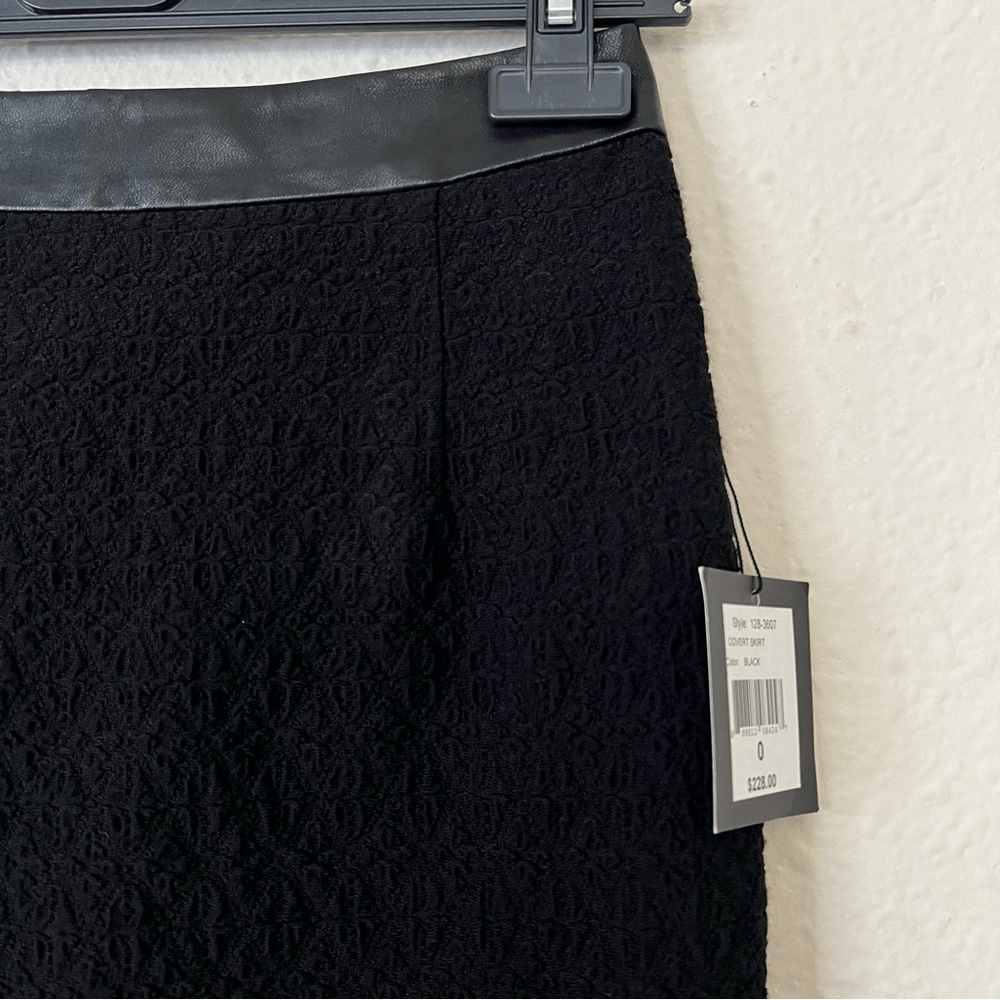 Nanette Lepore Textured Black Pencil Mini Skirt NEW Size 0