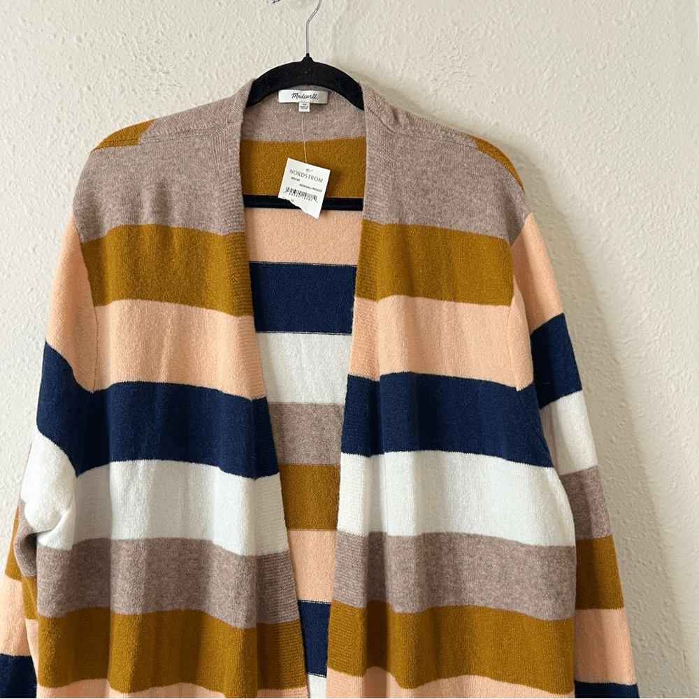 Madewell Kent Colorblock Wool Alpaca Cardigan NEW Plus Size 3X Bengali Indigo