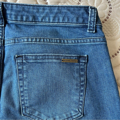 Michael Kors Medium Wash Izzy Skinny Jeans Raw Hem Size 8