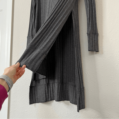 Free People We The Free Ribbed Turtleneck Tunic in Gray Size Small