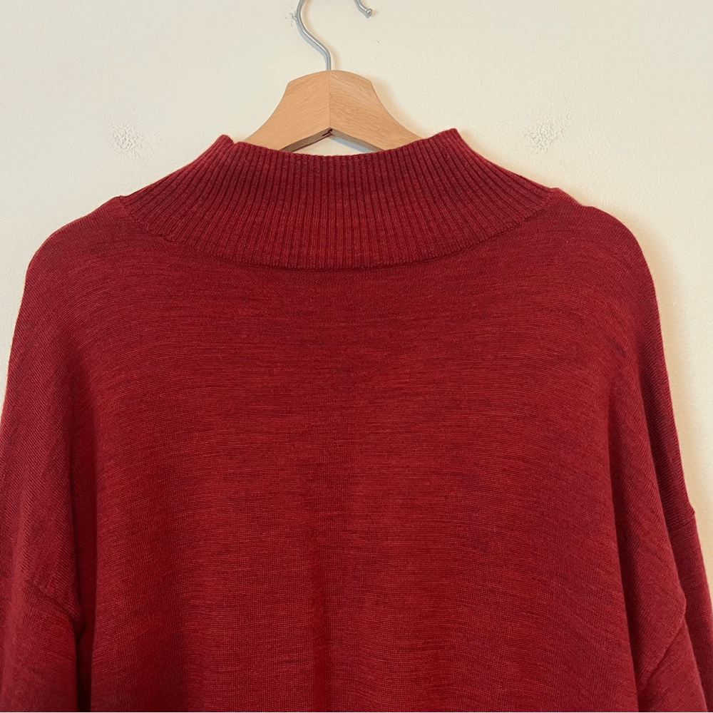 Eileen Fisher 100% Merino Wool Mock Tunic Sweater Mock Neck Size Small Oversized