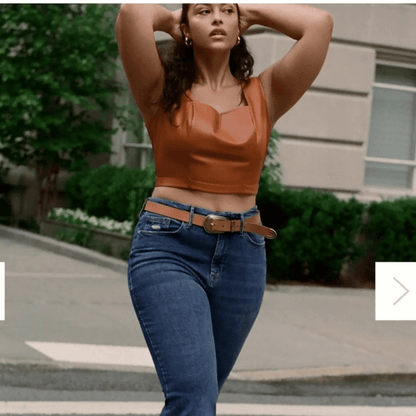 Anthropologie Maeve Faux Leather Cropped Notch Tank NEW Size 12