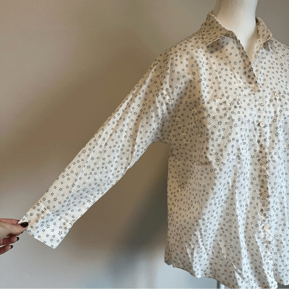 Madewell Star Print Button Down Shirt Size Small Beige