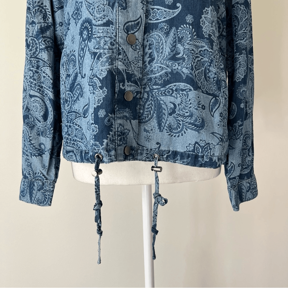 Chico’s Paisley Chambray Utility Jacket Size Small