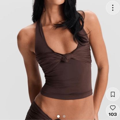 Sasha Therese Blair Halter Top Chocolate Brown NEW Size Small Y2K