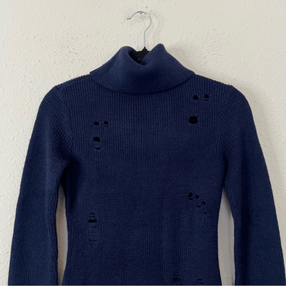 Lovers and Friends Keeney Mini Sweater Dress in Navy Blue NEW Size XS Wool Blend