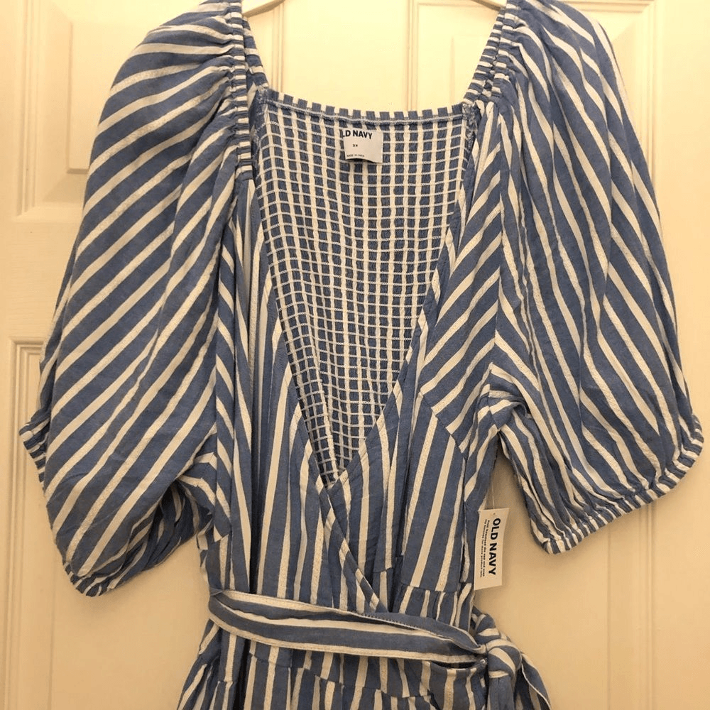 Old Navy Waist-Defined Striped Tie-Belt Midi Wrap Dress NEW Plus Size 4X