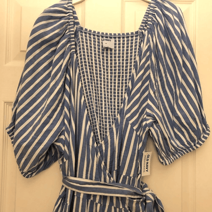 Old Navy Waist-Defined Striped Tie-Belt Midi Wrap Dress NEW Plus Size 4X