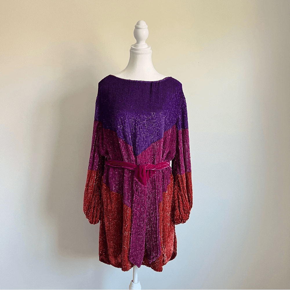 Retrofete Grace Dip Dye Sequin Mini Dress NEW Size Small