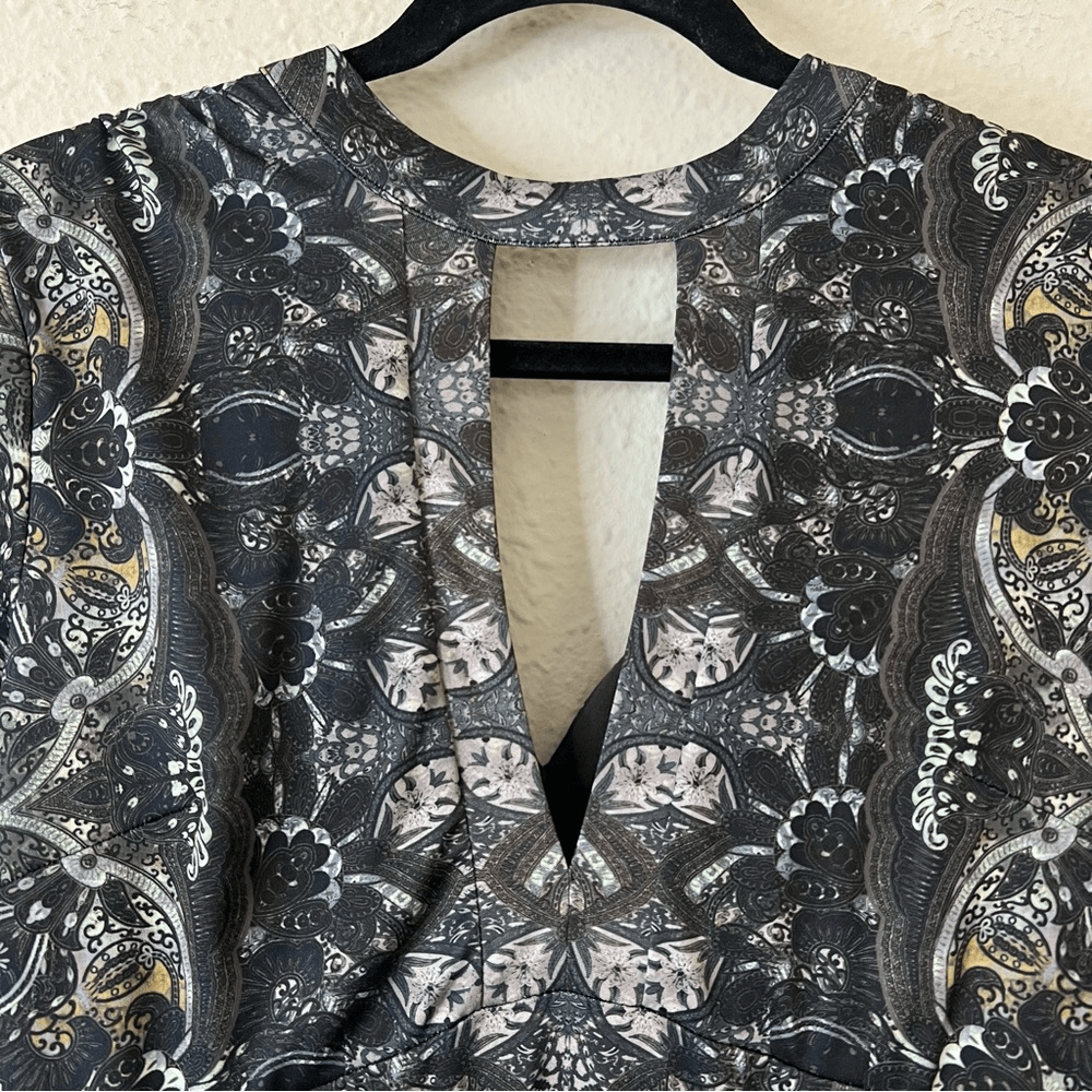 Free People Cabaret Paisley Floral Whimsical Cutout Maxi Long Sleeve Dress M