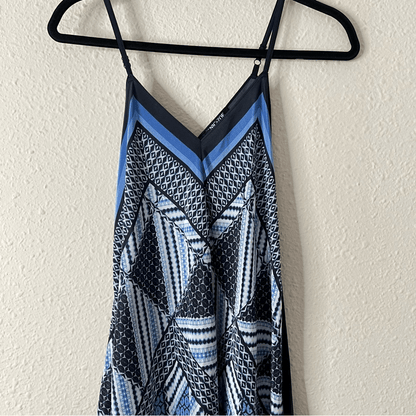Nic+Zoe Calypso Silk Asymmetrical Midi Dress in Blue Size Small