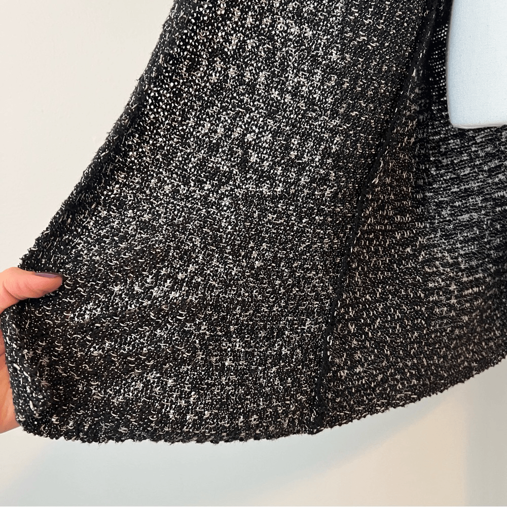 J. Jill Black & Gray Marled Textured Open Front Cotton Blend Cardigan Size Large
