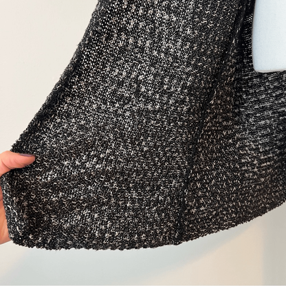 J. Jill Black & Gray Marled Textured Open Front Cotton Blend Cardigan Size Large