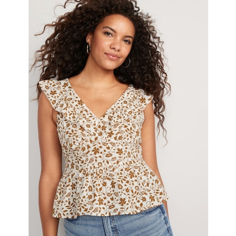 Old Navy Flutter Sleeve Floral V-Neck Tie-Back Top NEW Plus Size XXL