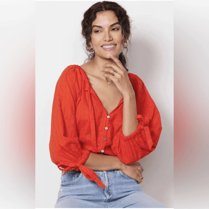 CLEOBELLA Rylan Blouse in Orange Size XS