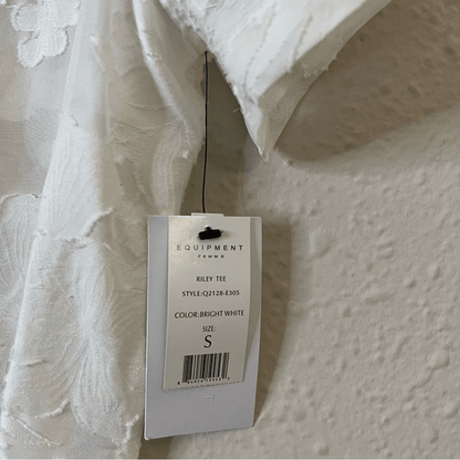 Equipment Riley Tee Silk Sheer Floral Blouse Top NEW in White Small Short Sleeve