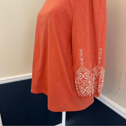 Soft Surroundings Embroidered Parisian Poet Top Size Large