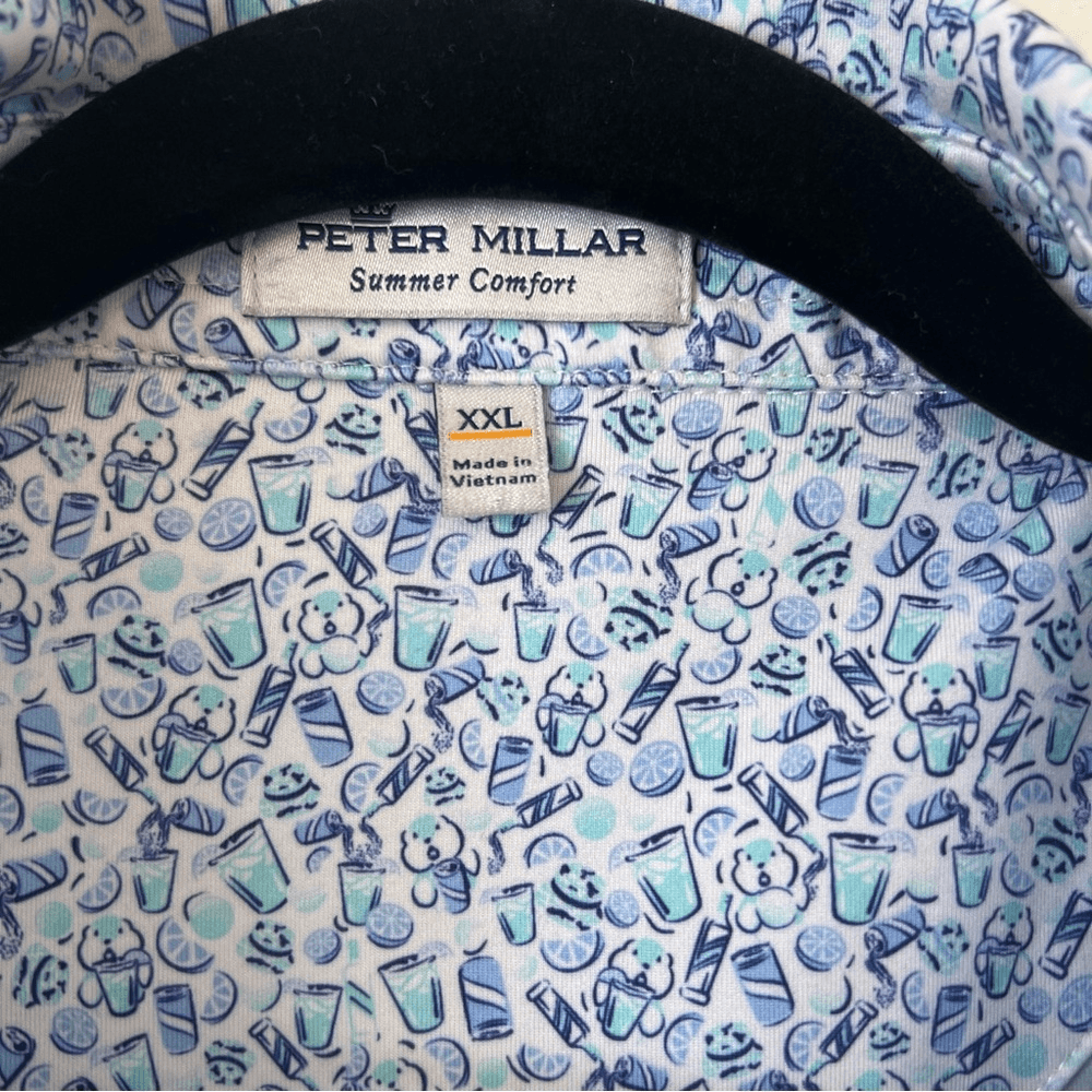 Peter Millar Dazed & Transfused Printed Tech Jersey Golf Polo Shirt Size XXL