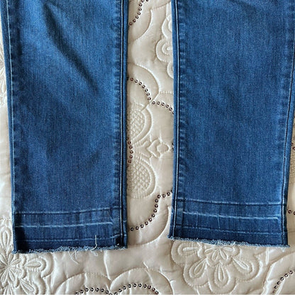 Michael Kors Medium Wash Izzy Skinny Jeans Raw Hem Size 8