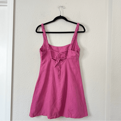 Zara Pink Linen Blend Mini Dress NEW Size Medium